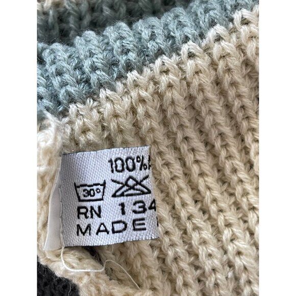 New Womens Infinity Scarf Blue Cream Button Detail Winter Knit Shawl Neck Wrap - Picture 3 of 7